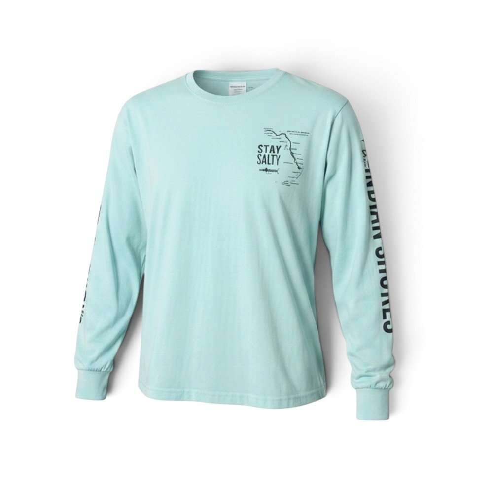Southern Spirit Stay Salty Indian Shores Florida Long Sleeve Tee Mint Green XL